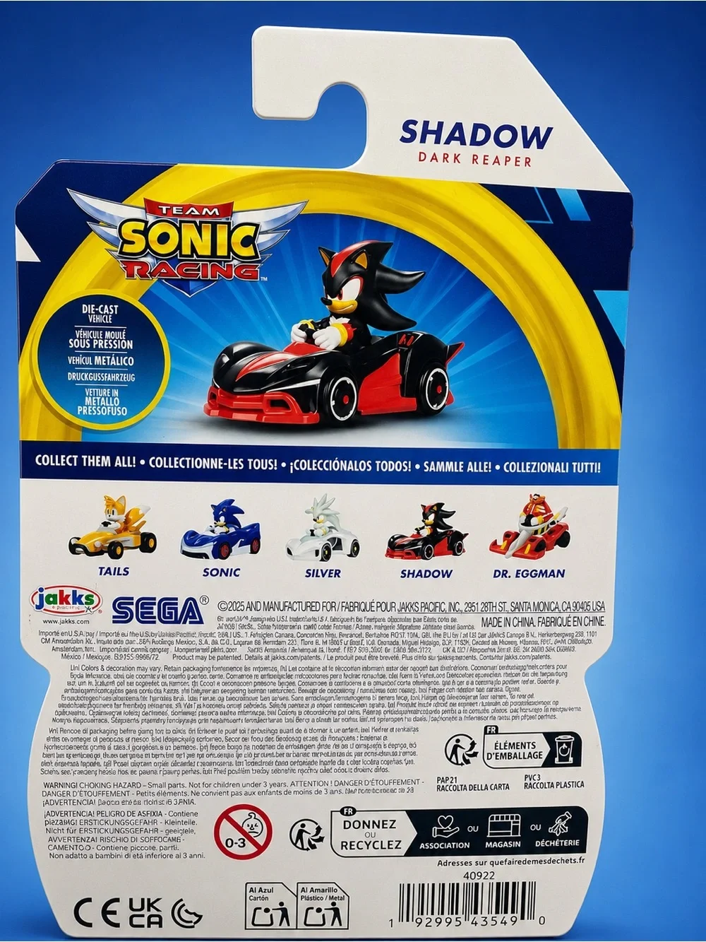 Sonic Team Racing Shadow Dark Reaper Die-Cast Car  Official SEGA Collectible Toy